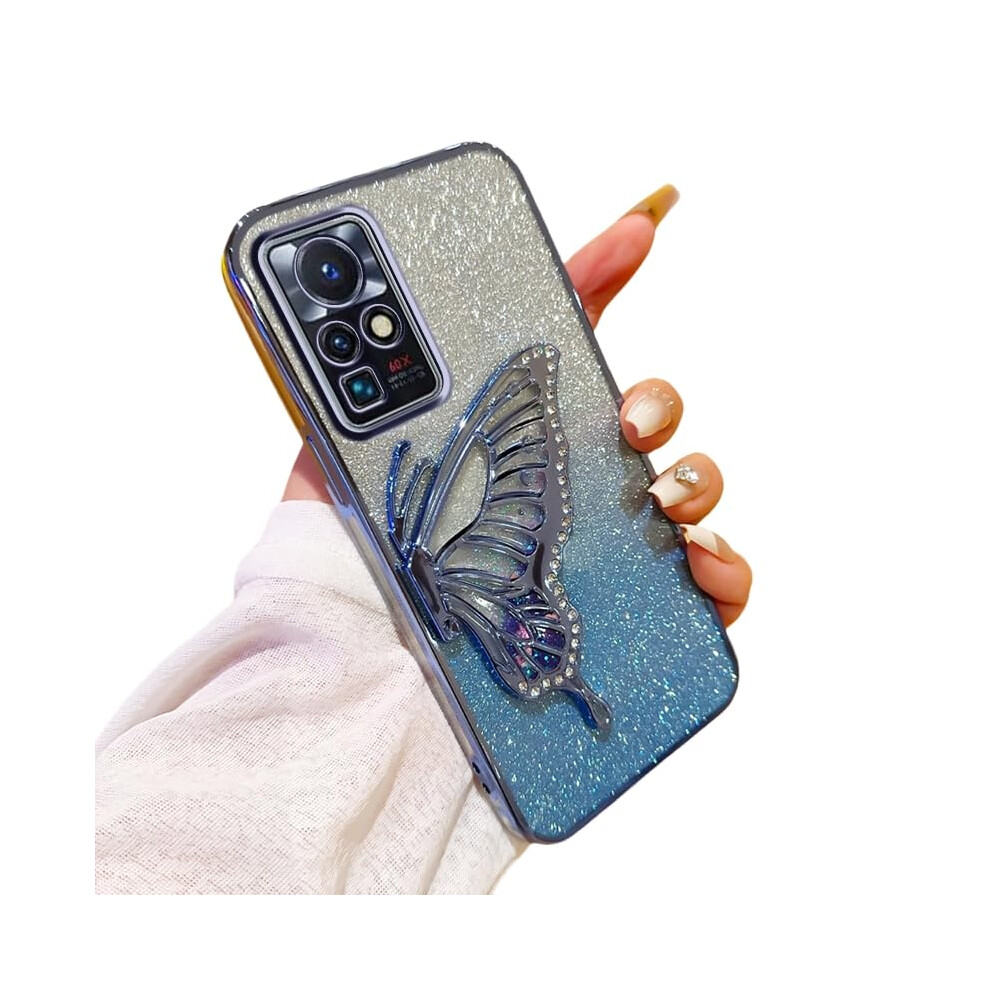 Glitter Butterfly Quicksand Cover Shockproof Electroplated Gradient Case For Infinix Zero X Neo Blue 9330225963790