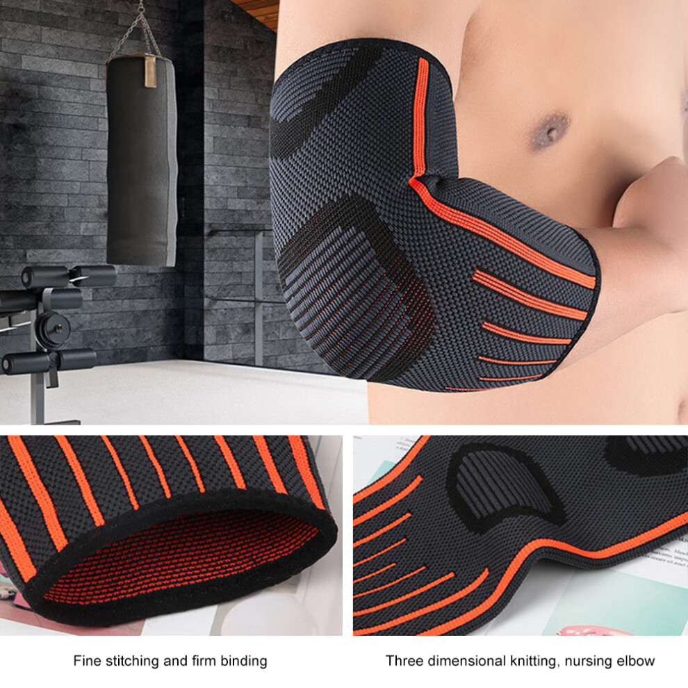 Knit Elastic Elbow Brace Support Sleeve for Tennis & Workout Grayish Orange