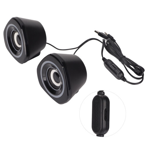 USB Desktop Speakers Wired with LED Light, Black/Blue 2