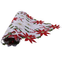 3X Noël Brodé Chemin de Table, Houx de Luxe Chemin de Table Poinsettia Convient pour Les Décorations de Noël, 15 x 70 Pouces