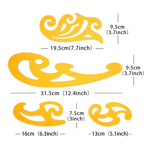 12 Pezzi French Curve E Template Ruler Set Drawing Template Tool Circle Templates per Personal Drawing E Drafting 2