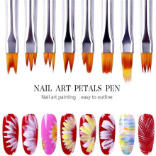 24Pcs Color Paint Pen Set Petal Pen Nail Brush Short Nail Brush