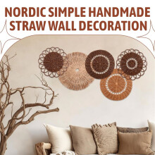 Set of 5 Boho Wall Basket Decor Nordic Simple Handmade Straw Wall Decoration Handmade Woven Small Wall Decor