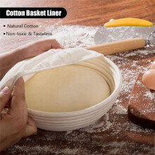 Bread Proofing Basket Set of 2, Round 9 Inch Sourdough Proofing Basket Rattan Handmade Bowls with Liners for Bread Dough