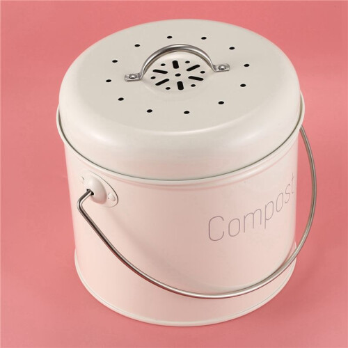 2X Compost Bin 3L - Stainless Steel Kitchen Compost Bin - Kitchen Composter for Food Waste - Coal Filter 2