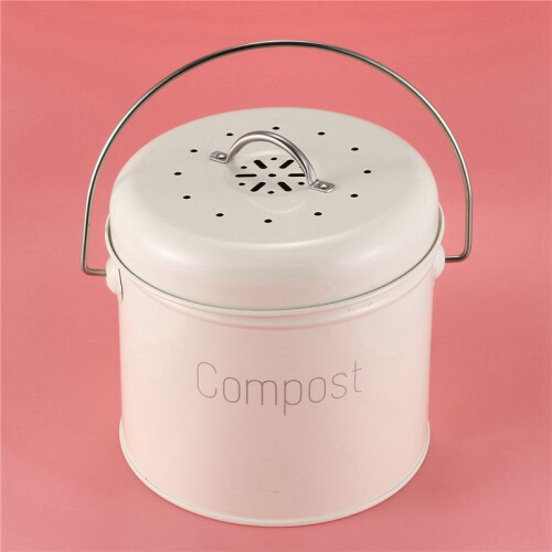 2X Compost Bin 3L - Stainless Steel Kitchen Compost Bin - Kitchen Composter for Food Waste - Coal Filter 2