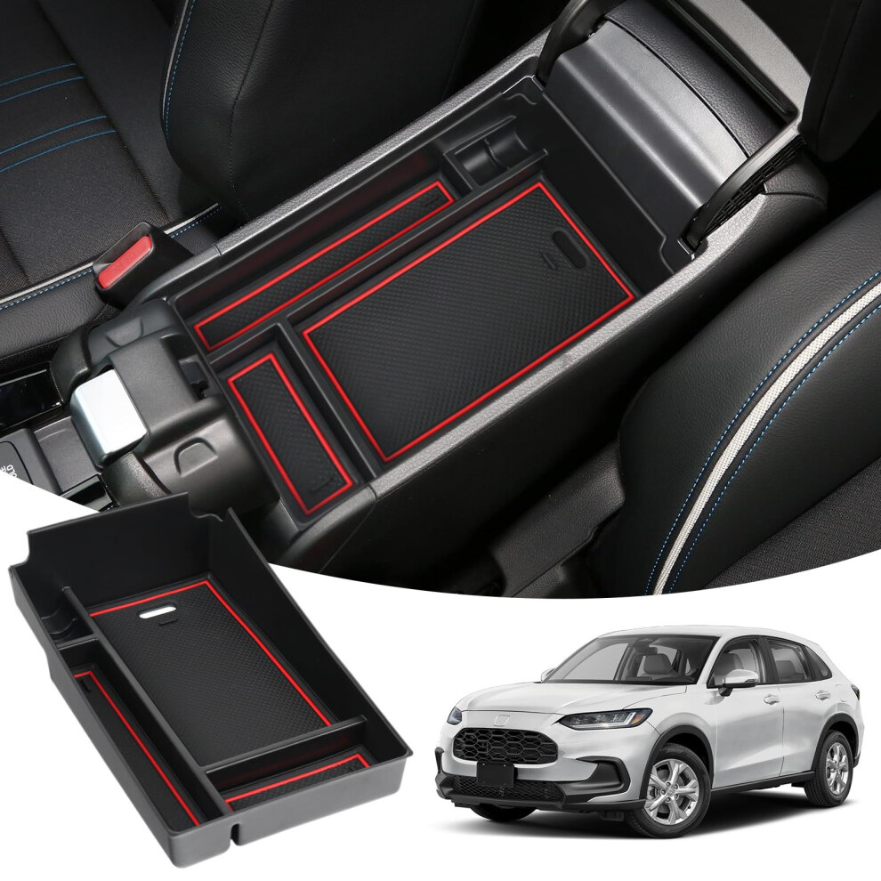 Center Console Organizer For Honda Hrv Accessories Storage Box Armrest Secondary Insert Tray With Antislip Mat 9073542687948