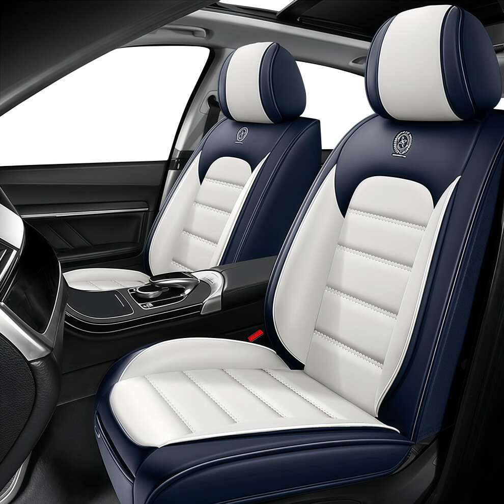 Nappa Leather Seat Covers For Toyota Camry 2002Â2026 Full Set, Tailored Fit, Blue/White 9771547548119