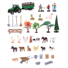 49 Piece Farm Playset with Toy Farm Animals Figures Tools and Plants for Kids Educational Play