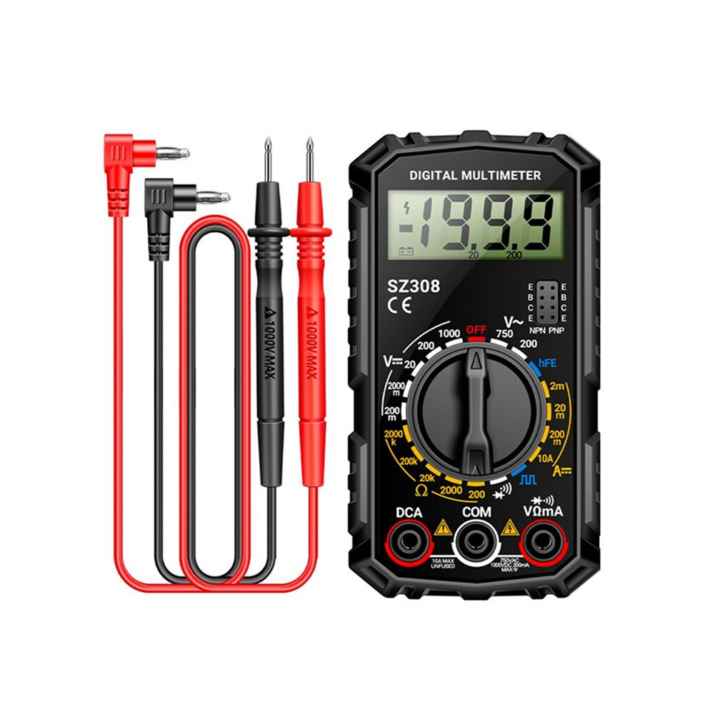 Sz308 Digital Multimeter Voltage Resistance Meter Ac/ Current Meter Electrician Lcd Backlight Ohm Square Wave Test B 4711575384407