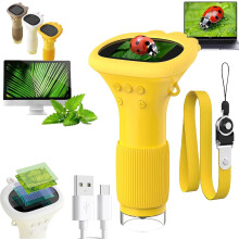 1000x Digital Microscope for Kids with 2' HD IPS Screen and Adjustable LED Lighting, Yellow