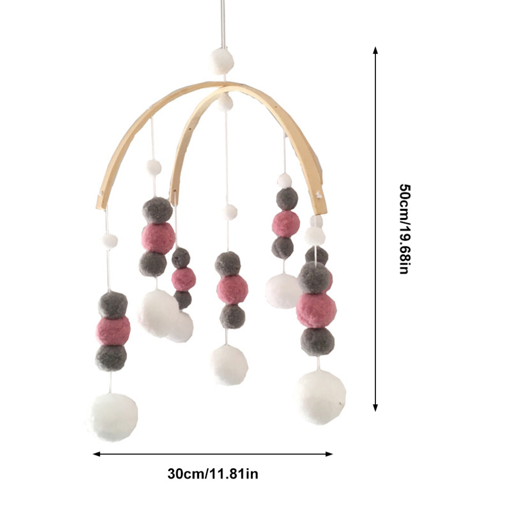 Baby Crib Mobile Wooden Wind Chime Felt Ball Nursery Decor 30*50cm