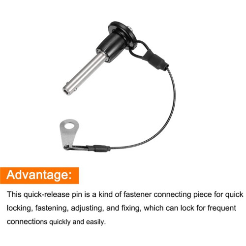 2X Stainless Steel Quick Release Pin 6mm Diameter  Locking Pin with Push Button Lanyard Cable Usable Length 25mm 1