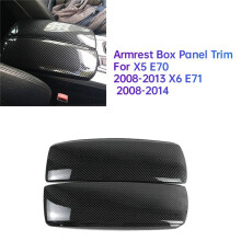 Car Center Console Armrest Box Panel Trim for X5 E70 2008-2013 X6 E71 2008-2014 Storage Box Cover ABS Carbon Fiber