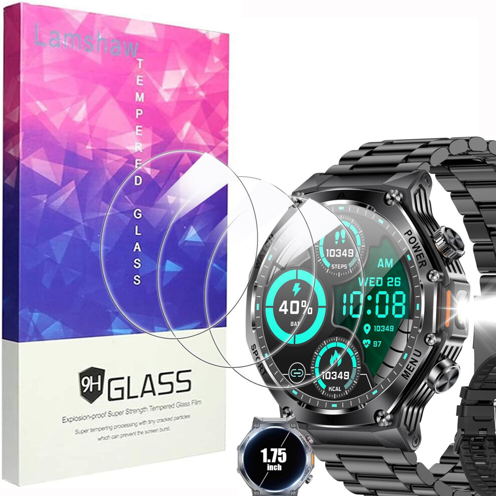 Ef15 1.75 Inch Military Smart Watch Screen Protector 3 Pack, 9H Tempered Glass With Scratch And Shock Protection 9073542688181