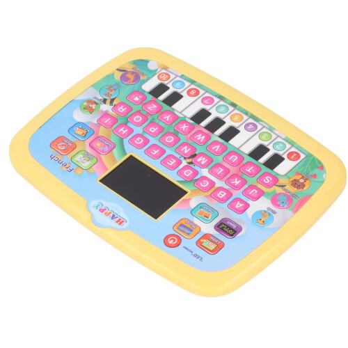 French Learning Pad for Kids with Interactive Language Games and LED Screen, Yellow Battery Powered 2