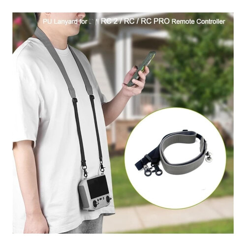 Drone Remote Controller Neck Strap Adjustable PU Lanyard with Metal Hook for RC Pro and RC2 1