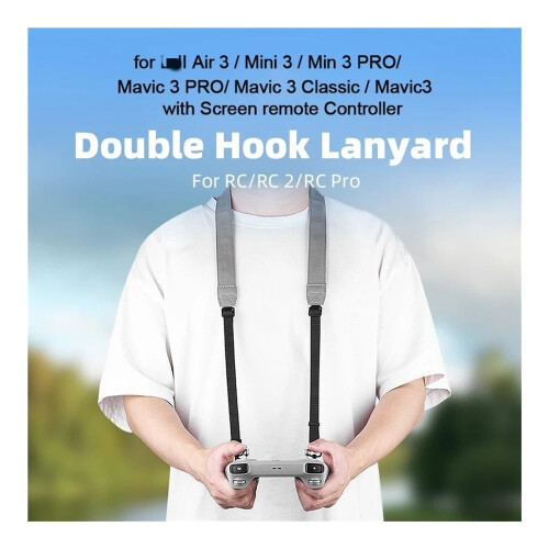 Drone Remote Controller Neck Strap Adjustable PU Lanyard with Metal Hook for RC Pro and RC2 2