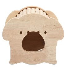 Hamster Wooden House with Pig Head Shape & Climbing Ladder, 14cm x 10cm