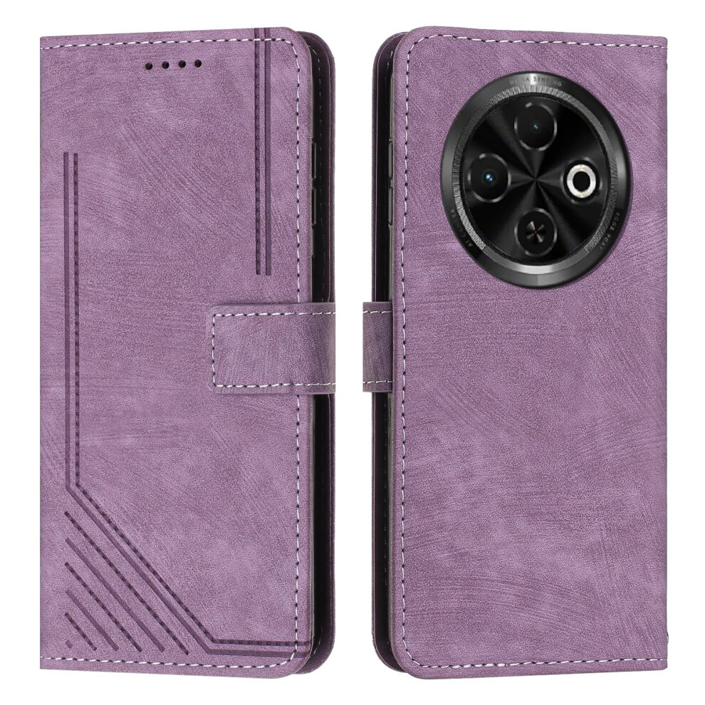 Wallet Flip Case With Card Slots Magnetic Lock And Wrist Strap Cover For Tecno Spark 30C Purple 9073542688365