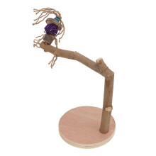 Bird Perch Stand with Base - Natural Wooden Stick for Parrots & Small Birds
