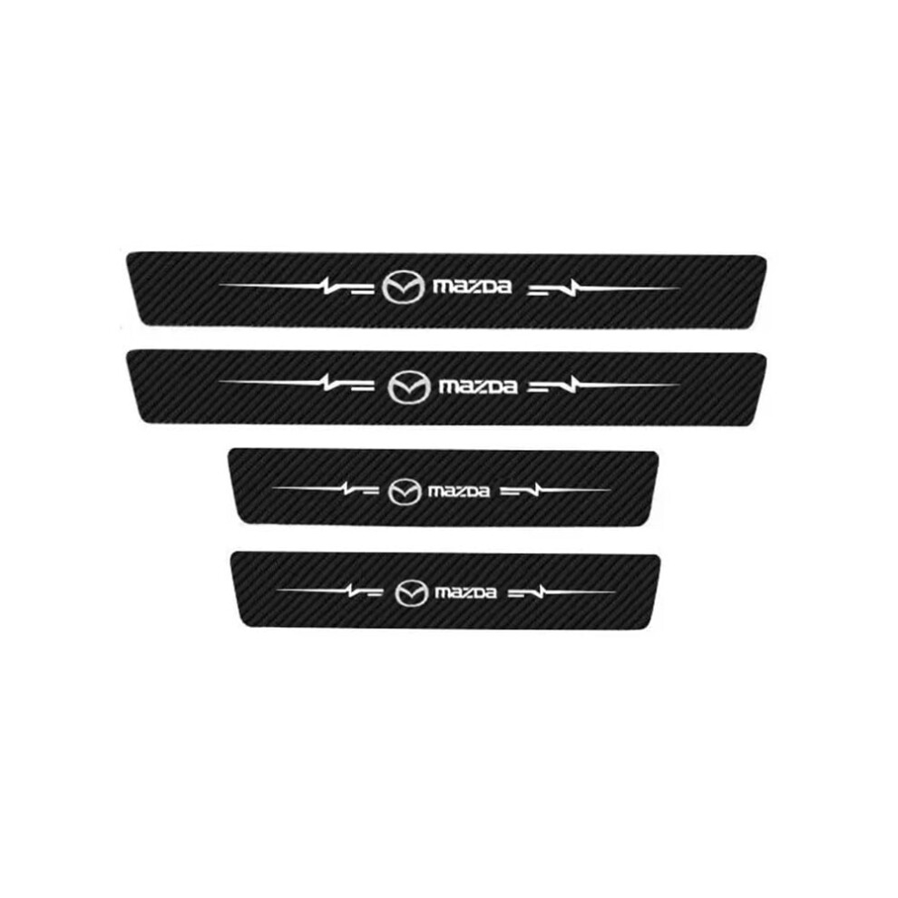 4Pcs Car Door Sill Protector Carbon Fiber Texture Antiscratch Guard For Mazda 3 6 Cx3 Cx5 Cx7 9092120171792