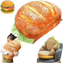 Cheeseburger Pillow with Realistic 3D Design, Soft Plush Comfort, 40cm Burger Cushion for Sofa