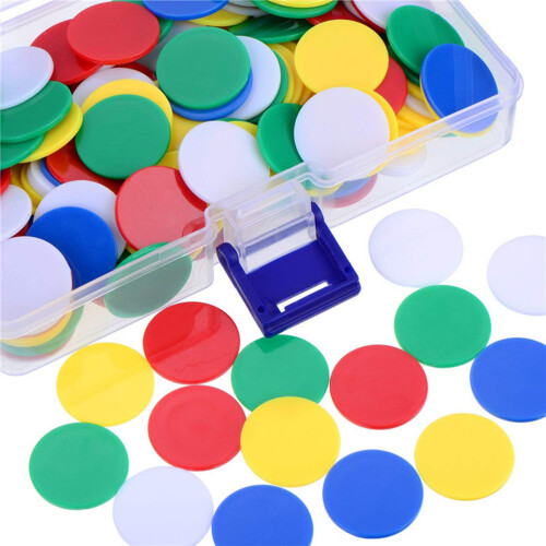 100Pcs Transparent 19mm Plastic Counting Chips 4 Color Markers for Math Poker 2