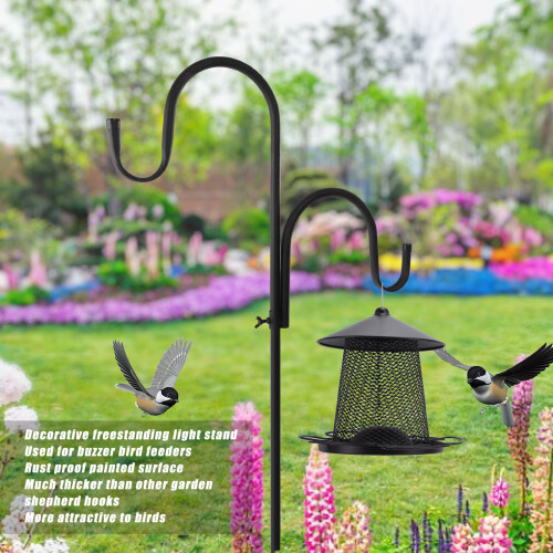 Iron Shepherd's Hook 2 Hooks 160cm Garden Bird Feeder Hanger 2