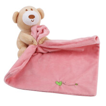 Pink Bear Baby Security Blanket Ultra Soft Plush Lovey for Newborns and Infants Machine Washable