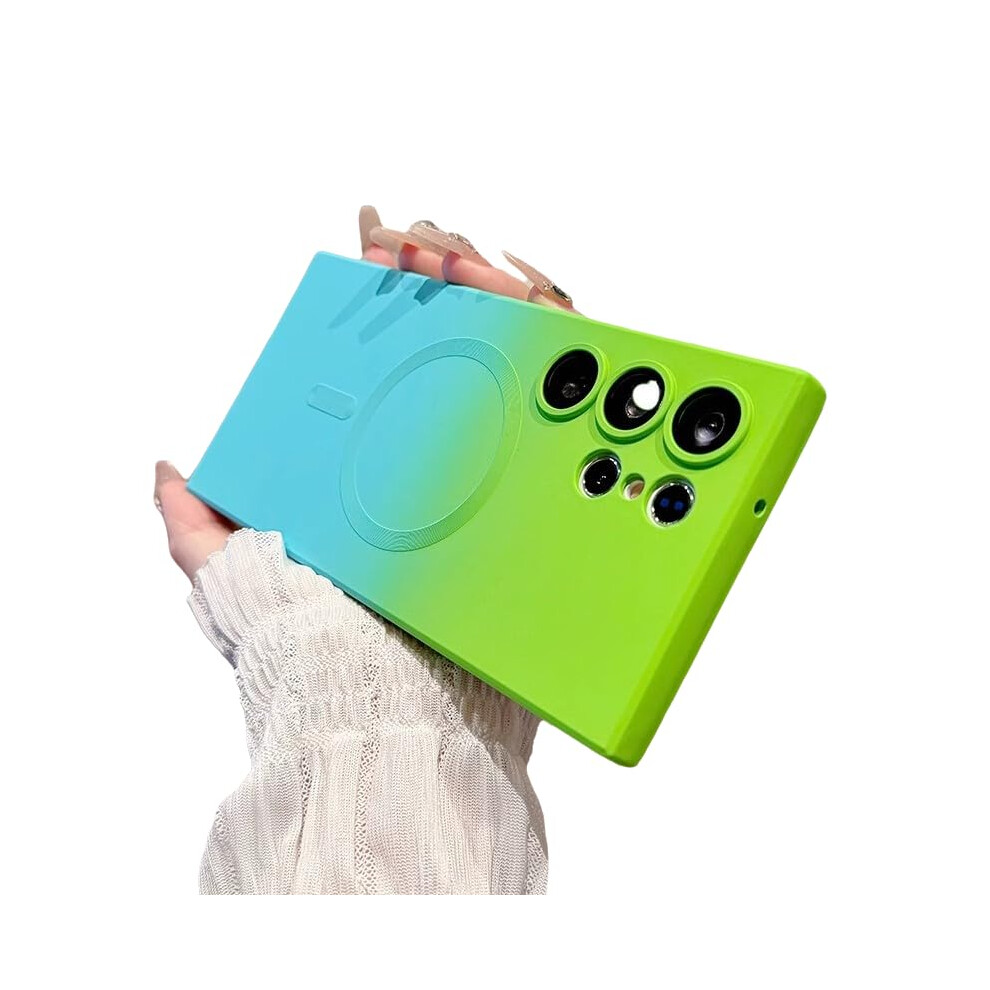 Case For Samsung Galaxy S24 Ultra Magsafe Compatible Gradient Silicone Cover Blue Green Shockproof Antiscratch Blue,Green 9073542688679