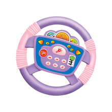 Kids Steering Wheel Toy with Lights and Sounds for Car Trips – Purple Simulation Play for 3 Year Olds