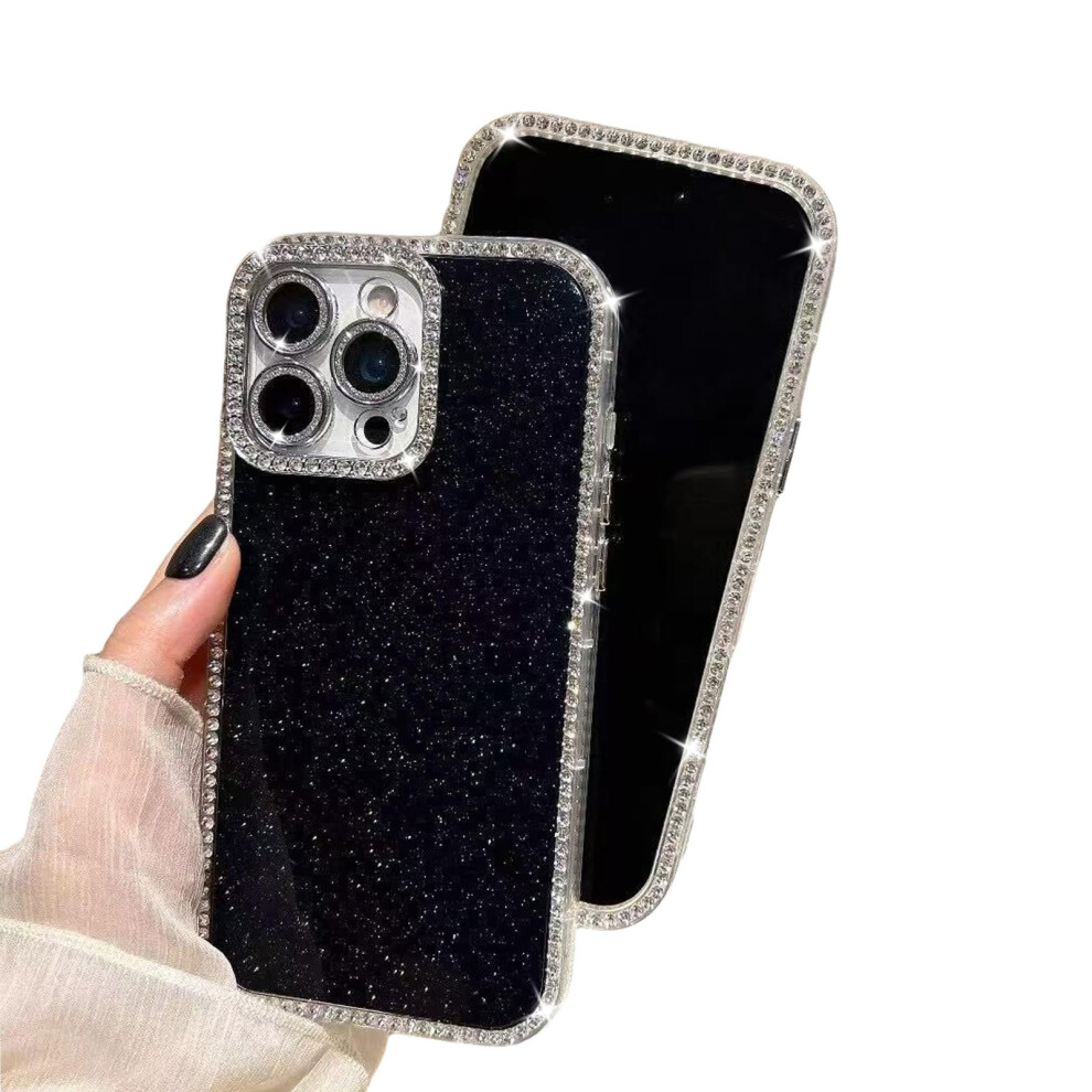 Case For Iphone 15 Pro Shockproof Protective Cover With Glitter Rhinestone Design And Lens Protection Black 9330225965305