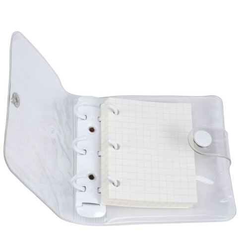 Binder Pockets,3-Hole Refillable Notebook Accessories Set, Transparent PVC Loose-Leaf Notebook, (White) 2