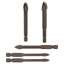5 Stück Hartmetall-Kreuzfliesenbohrer | Sechskant, 6-12 mm