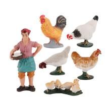 Farm Animal Figurines Set with Farmer, Realistic Miniature Farm Toys for Kids, 6PCS Educational Playset
