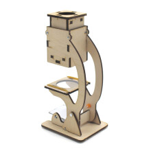 Kids DIY Science Kit with Adjustable Eyepiece, Wooden STEM Toy for Creative Learning
