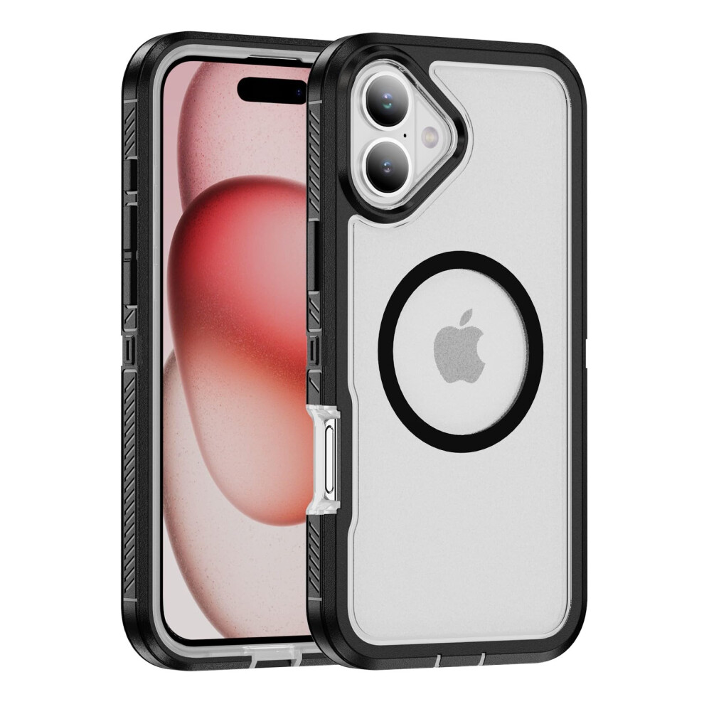Case With MilitaryâGrade Shockproof Protection, AntiâSlip Grip, Clear For Iphone 16 Plus Magsafe Black 9330225966005
