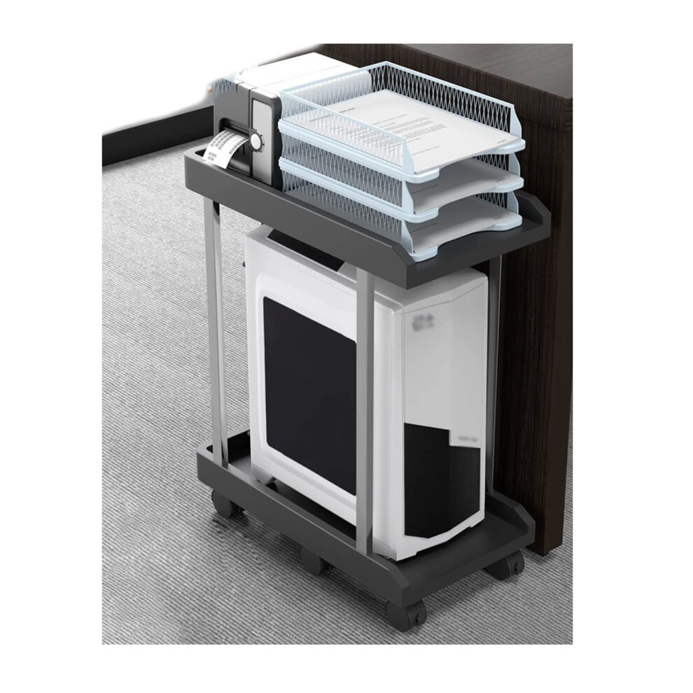 2Tier Printer Stand With Wheels, Rolling Storage Shelf, Underdesk Cpu Stand, 45X22x59cm Black 9092120946215