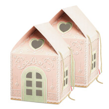 Christmas Cottage Paper Gift Box for Gift Elegant-Pink 2pcs