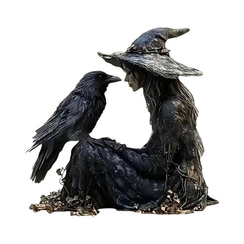Panneau de pièce d'art en acrylique, corbeau de sorcière plat