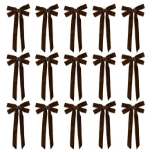 Pack Of 15 Velvety Bowknots For Christmas-black coffee color