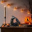 2D Flat Witch Crow Sculpture with Base Halloween Home Decoration 5