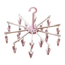 Compact Sock Hanger 20 Clips Foldable Design Practical-Pink