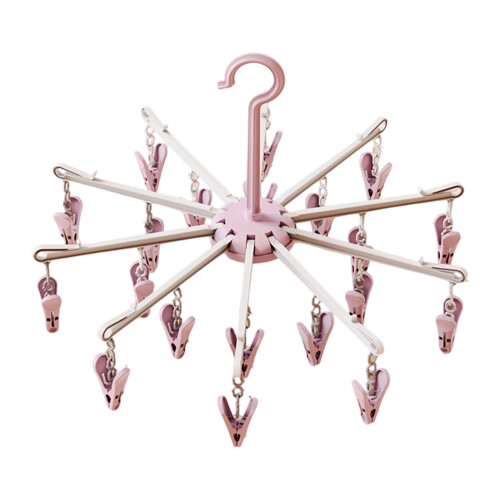 Compact Sock Hanger 20 Clips Foldable Design Practical-Pink