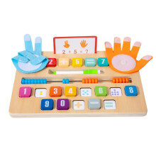 Wooden Math Learning Board Montessori Toy with Abacus Numbers and Finger Counting Aid for Kids