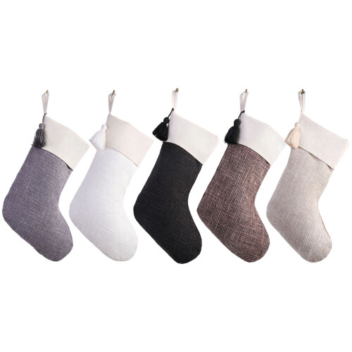 Christmas Decoration Stocking Spacious Space Soft Fringe-White 1