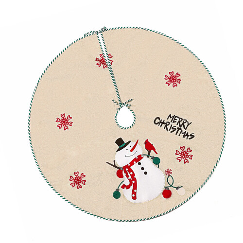 Soft And Durable Christmas Tree Skirt Feature-Snowman style