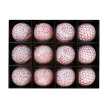 12Pcs Retro Christmas Baubles 8cm Shatterproof Christmas-Red