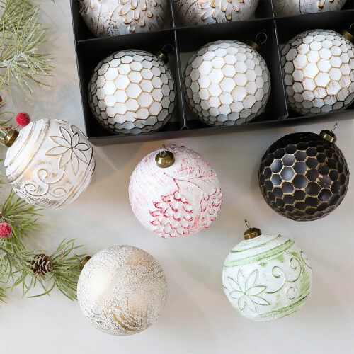 12 Stück Retro-Weihnachtskugel-Ornamente, bruchsichere-Schwarz 1